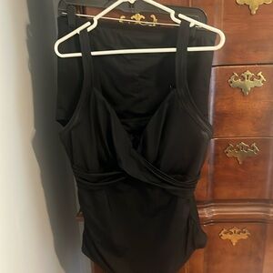 Lands' End Wrap Tankini Top and Bottoms Swimsuit